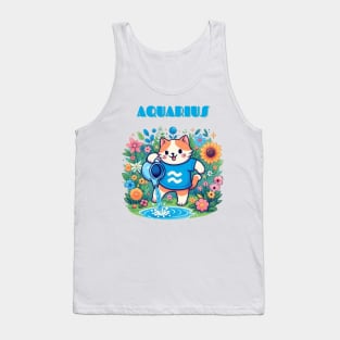 Aquarius Zodiac Cat Tank Top